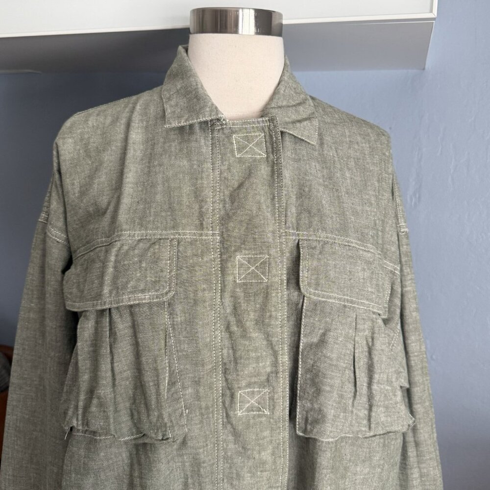 Vintage 80s 90s Esprit Sport Cargo Pockets Utility Shirt Boxy Oversized Size S - Picture 2 of 9